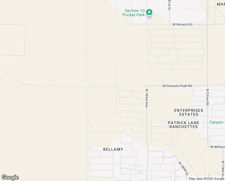 map of restaurants, bars, coffee shops, grocery stores, and more near 18525 West Pinnacle Peak Road in Surprise