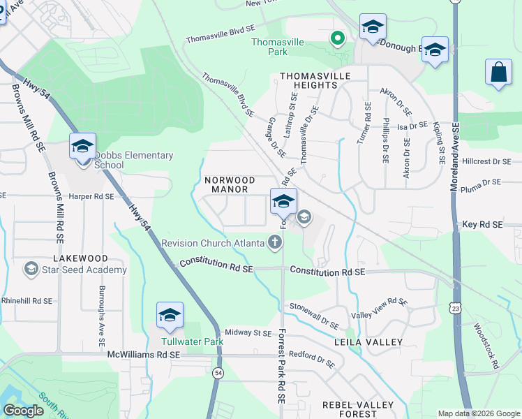 map of restaurants, bars, coffee shops, grocery stores, and more near 2129 Rachael Street Southeast in Atlanta