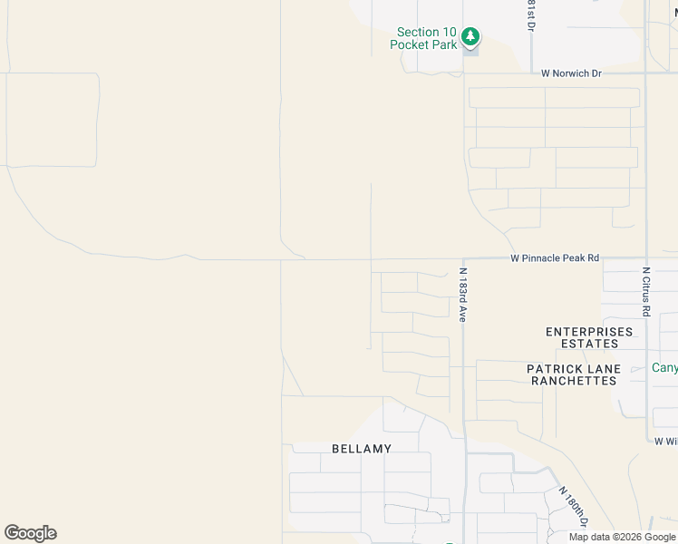 map of restaurants, bars, coffee shops, grocery stores, and more near 18525 West Pinnacle Peak Road in Surprise