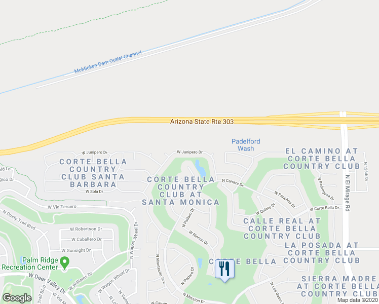 map of restaurants, bars, coffee shops, grocery stores, and more near 13309 West Junipero Drive in Sun City West