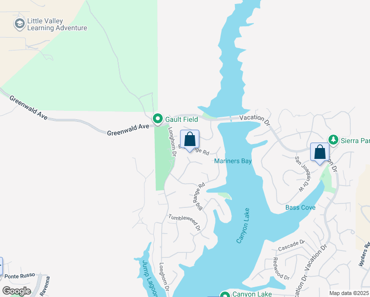 map of restaurants, bars, coffee shops, grocery stores, and more near 29019 Big Range Road in Canyon Lake