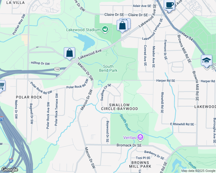 map of restaurants, bars, coffee shops, grocery stores, and more near 42 Finch Drive Southeast in Atlanta