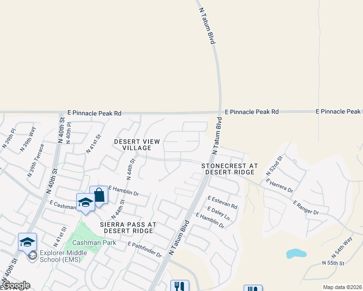 map of restaurants, bars, coffee shops, grocery stores, and more near 4243 East Vista Bonita Drive in Phoenix