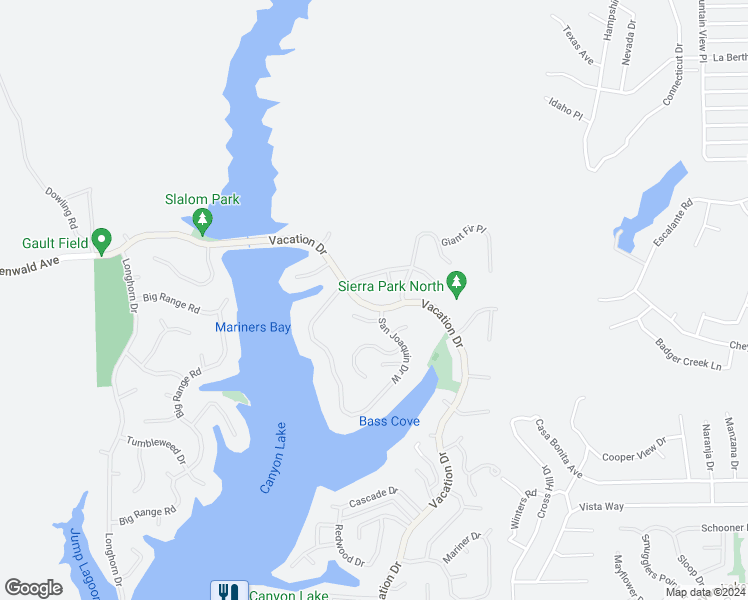 map of restaurants, bars, coffee shops, grocery stores, and more near 29030 Vacation Drive in Canyon Lake