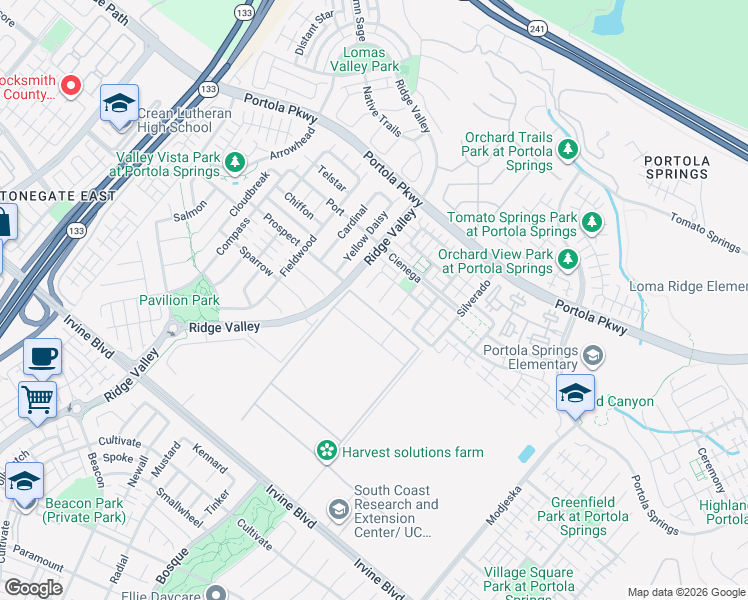 map of restaurants, bars, coffee shops, grocery stores, and more near 21 Habitat in Irvine