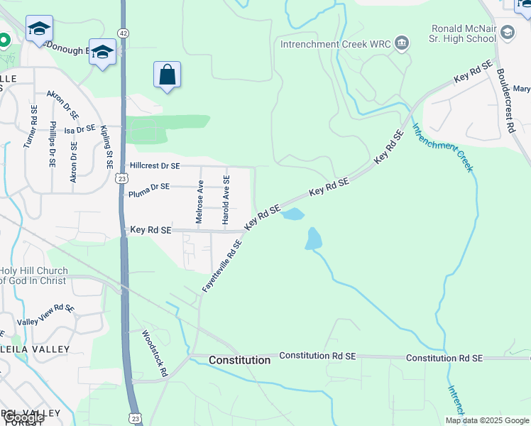 map of restaurants, bars, coffee shops, grocery stores, and more near 1220 Key Road Southeast in Atlanta