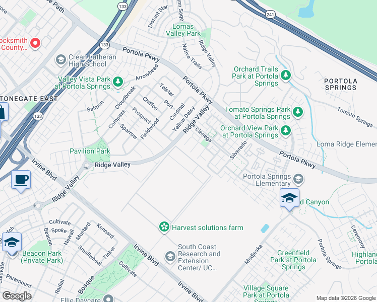 map of restaurants, bars, coffee shops, grocery stores, and more near 21 Habitat in Irvine