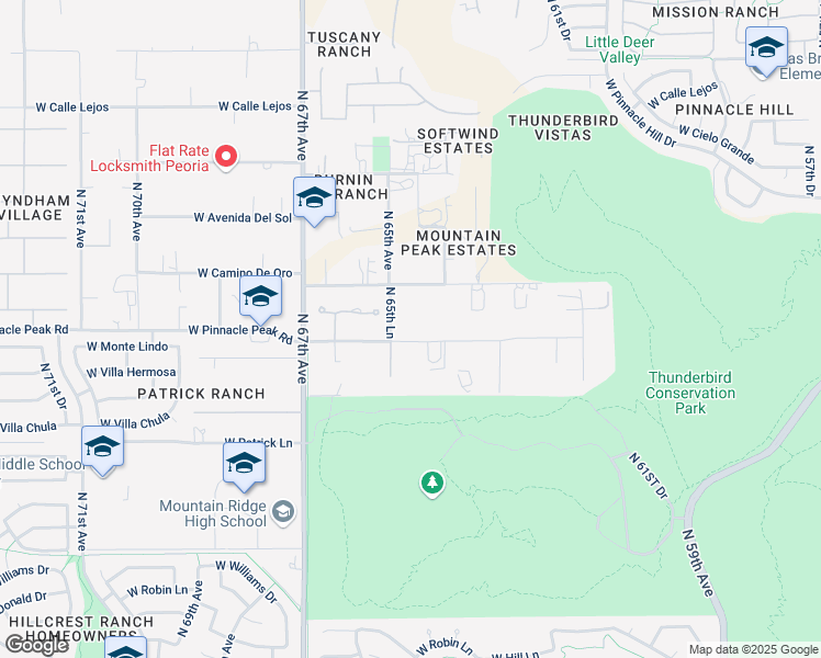 map of restaurants, bars, coffee shops, grocery stores, and more near 6416 West Parkside Lane in Glendale