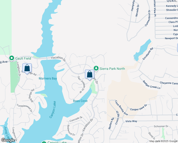 map of restaurants, bars, coffee shops, grocery stores, and more near 29158 Vacation Drive in Canyon Lake