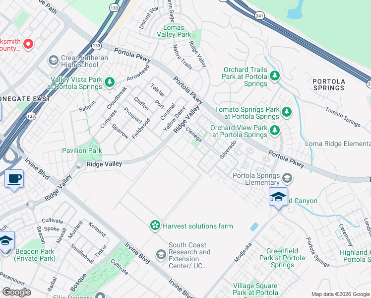 map of restaurants, bars, coffee shops, grocery stores, and more near 37 White Sage in Irvine