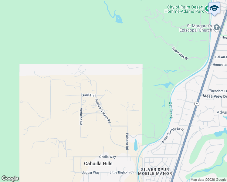 map of restaurants, bars, coffee shops, grocery stores, and more near 71750 Quail Trail in Palm Desert