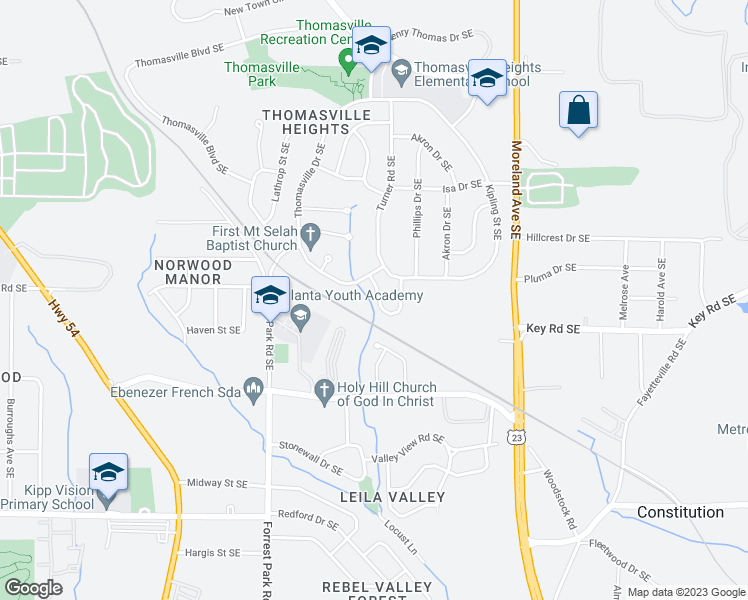 map of restaurants, bars, coffee shops, grocery stores, and more near 2162 Kipling Circle Southeast in Atlanta