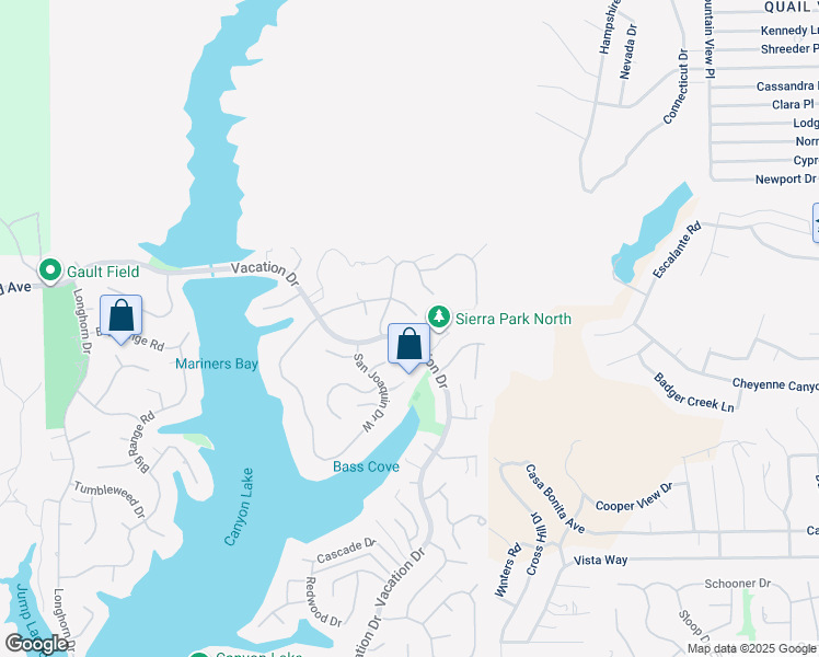 map of restaurants, bars, coffee shops, grocery stores, and more near 29158 Vacation Drive in Canyon Lake
