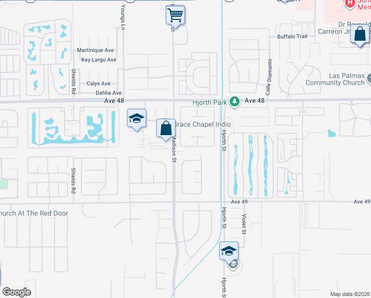 map of restaurants, bars, coffee shops, grocery stores, and more near 81084 Carefree Drive in Indio