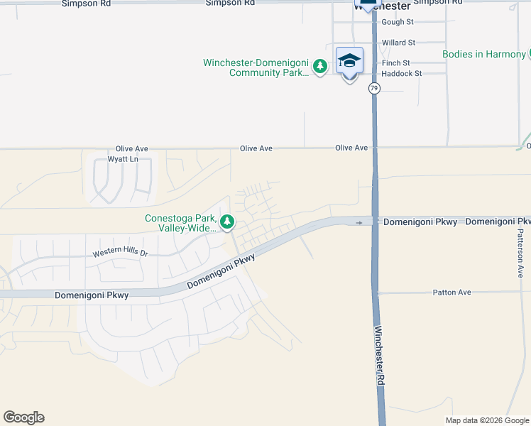 map of restaurants, bars, coffee shops, grocery stores, and more near 37265 Rice Road in Winchester