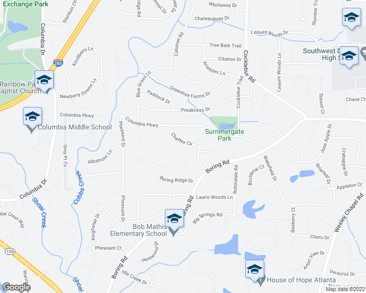 map of restaurants, bars, coffee shops, grocery stores, and more near 3047 Chaffey Circle in Decatur