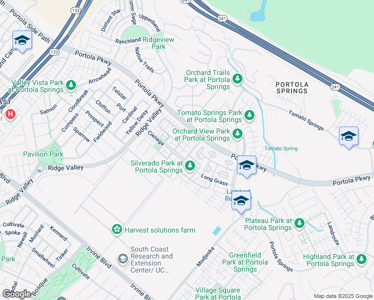 map of restaurants, bars, coffee shops, grocery stores, and more near 109 Silverado in Irvine