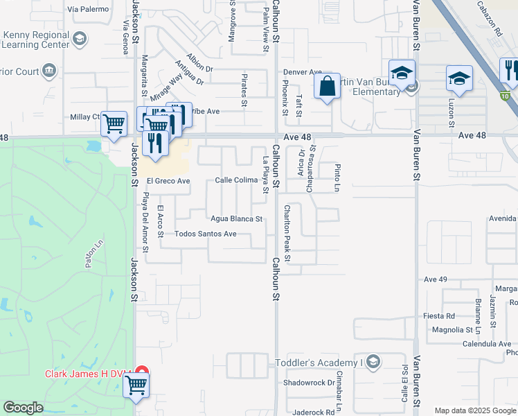 map of restaurants, bars, coffee shops, grocery stores, and more near 83489 Camino Pelicano in Coachella