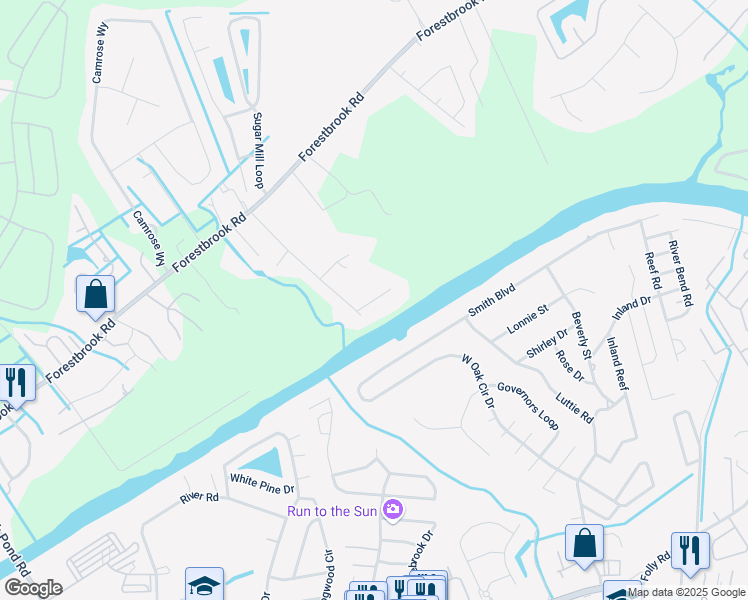 map of restaurants, bars, coffee shops, grocery stores, and more near Chapel Lane in Myrtle Beach