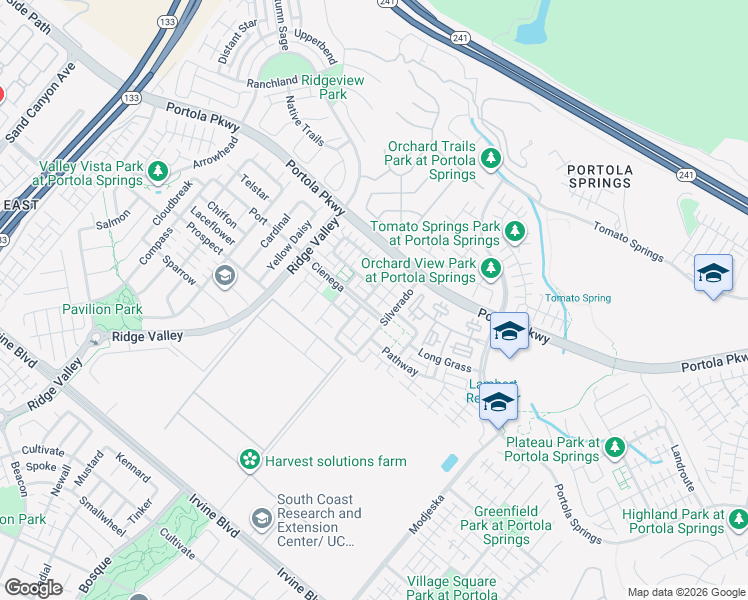 map of restaurants, bars, coffee shops, grocery stores, and more near 113 Silverado in Irvine