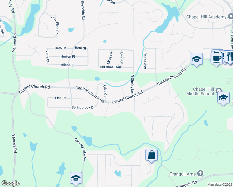 map of restaurants, bars, coffee shops, grocery stores, and more near 3995 Holland Drive in Douglasville