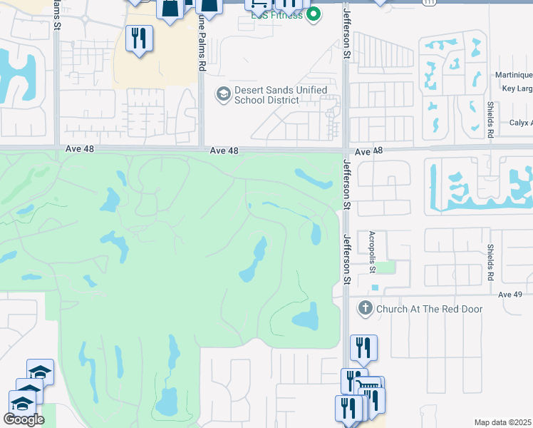 map of restaurants, bars, coffee shops, grocery stores, and more near 48650 Vista Estrella in La Quinta