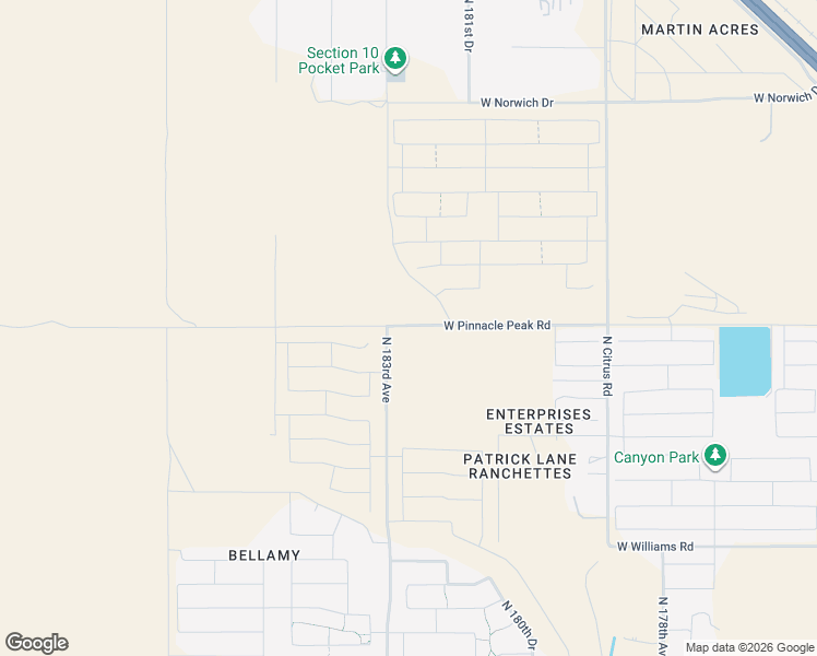 map of restaurants, bars, coffee shops, grocery stores, and more near 18263 West Pinnacle Peak Road in Surprise