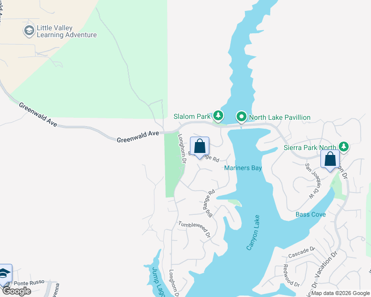 map of restaurants, bars, coffee shops, grocery stores, and more near 29172 Longhorn Drive in Canyon Lake