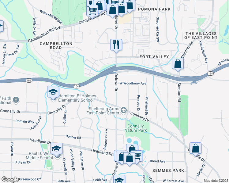 map of restaurants, bars, coffee shops, grocery stores, and more near 2137 Delowe Drive in Atlanta
