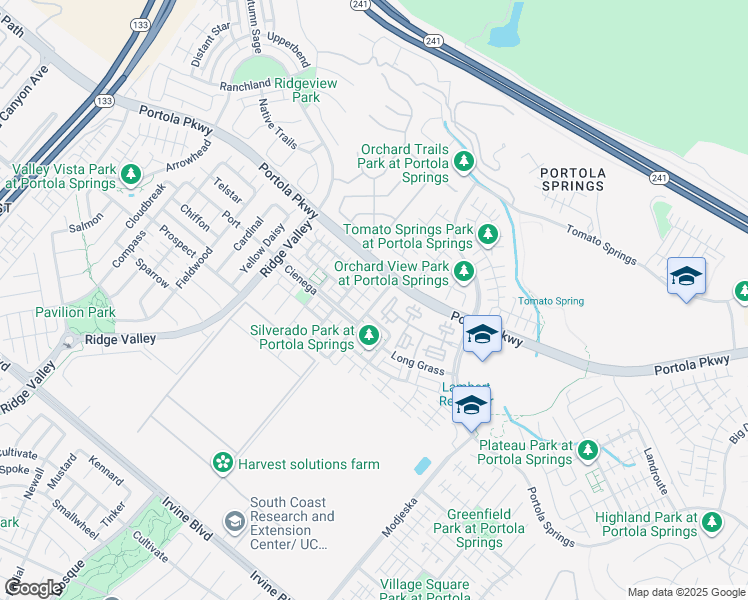 map of restaurants, bars, coffee shops, grocery stores, and more near 109 Silverado in Irvine