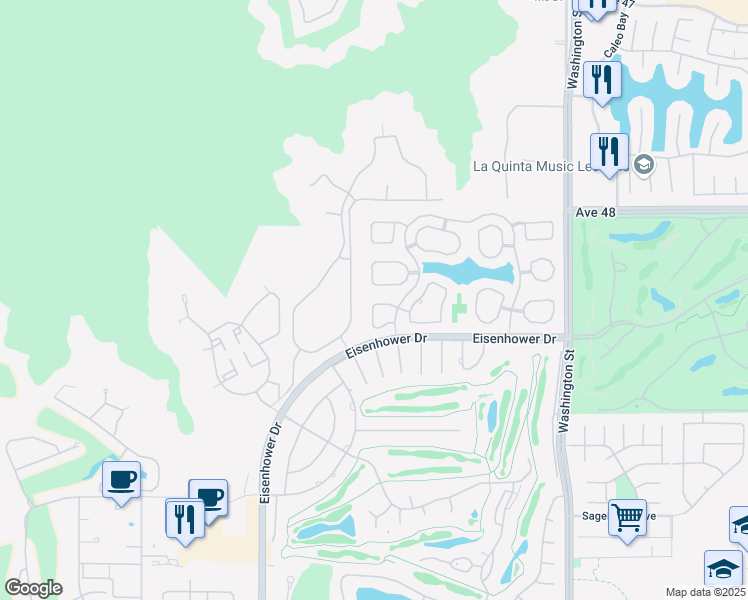 map of restaurants, bars, coffee shops, grocery stores, and more near 48601 Calle Esperanza in La Quinta