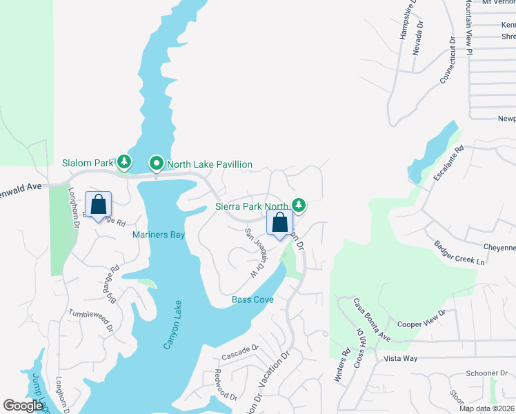 map of restaurants, bars, coffee shops, grocery stores, and more near 29183 Yosemite Place in Canyon Lake