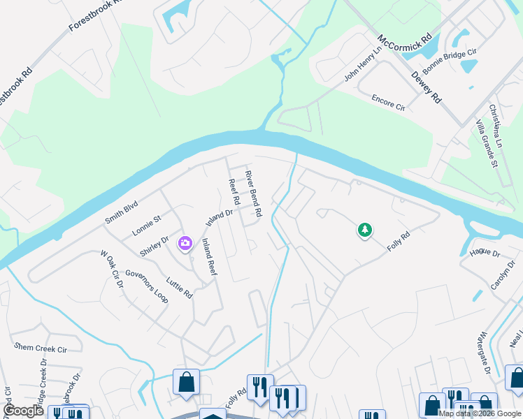 map of restaurants, bars, coffee shops, grocery stores, and more near 545 Folly Estates Drive in Myrtle Beach