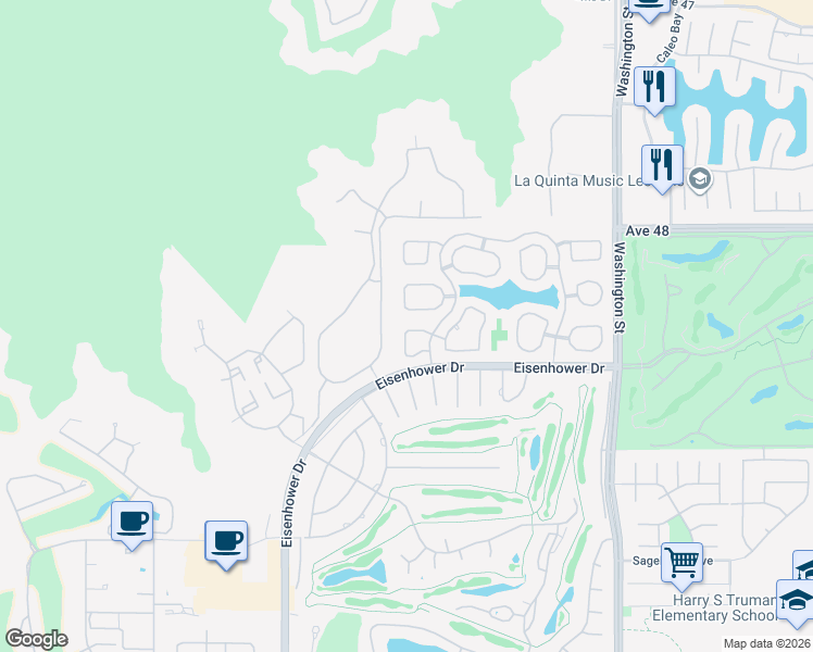 map of restaurants, bars, coffee shops, grocery stores, and more near 48612 Paseo Tarazo in La Quinta