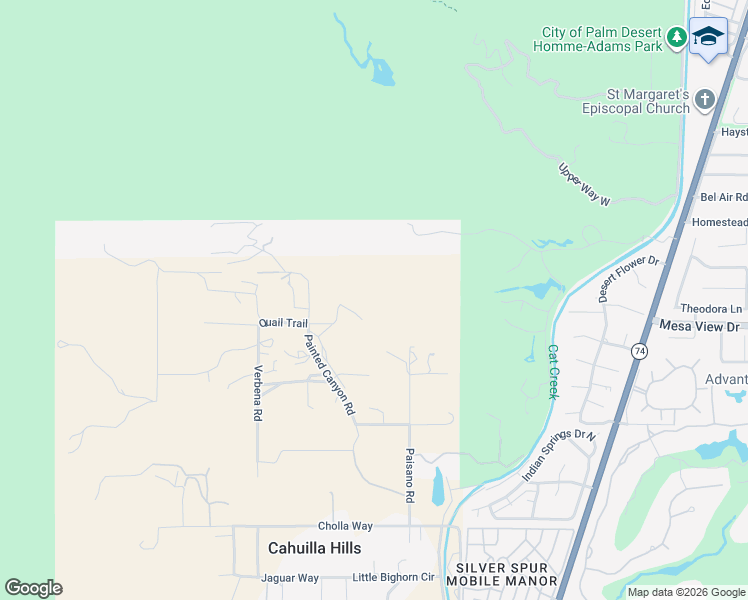 map of restaurants, bars, coffee shops, grocery stores, and more near 71750 Quail Trail in Palm Desert