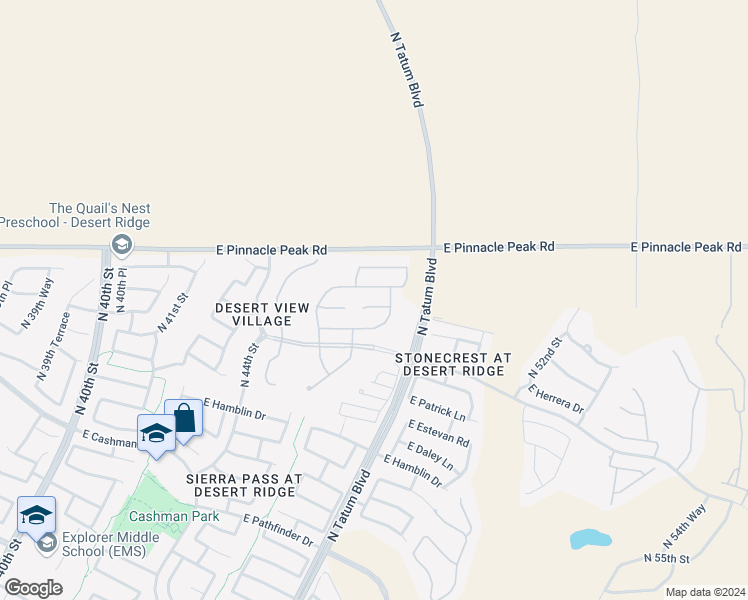map of restaurants, bars, coffee shops, grocery stores, and more near 4610 East Navigator Lane in Phoenix