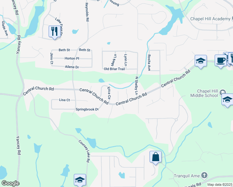 map of restaurants, bars, coffee shops, grocery stores, and more near 3986 Holland Drive in Douglasville
