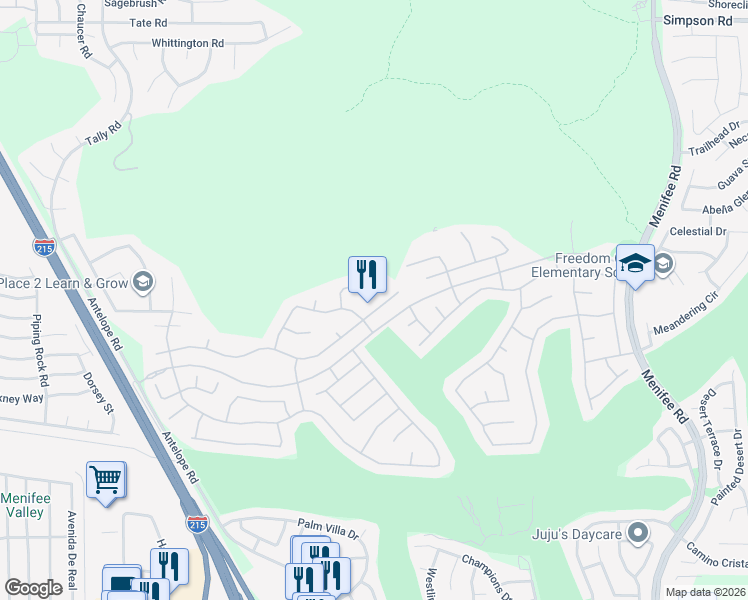 map of restaurants, bars, coffee shops, grocery stores, and more near 28284 Lone Mountain Court in Menifee