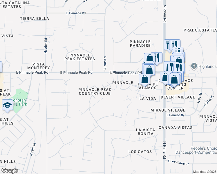 map of restaurants, bars, coffee shops, grocery stores, and more near 8424 East Calle Buena Vista in Scottsdale