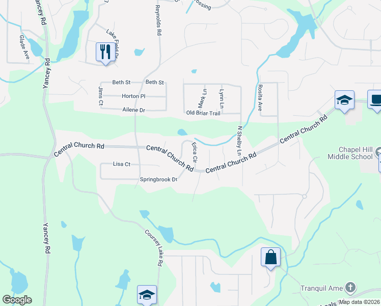 map of restaurants, bars, coffee shops, grocery stores, and more near 3971 Erica Circle in Douglasville