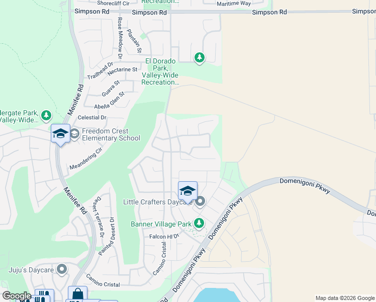 map of restaurants, bars, coffee shops, grocery stores, and more near 29552 Copper Ridge Road in Menifee