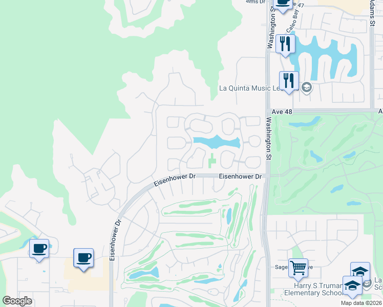map of restaurants, bars, coffee shops, grocery stores, and more near 48559 Via Amistad in La Quinta