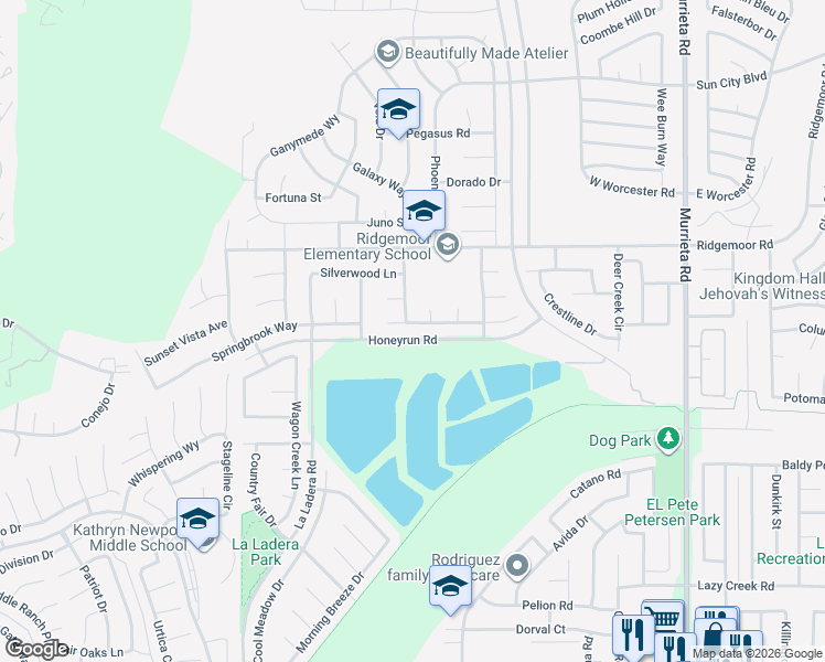map of restaurants, bars, coffee shops, grocery stores, and more near 29191 Black Hills Circle in Menifee