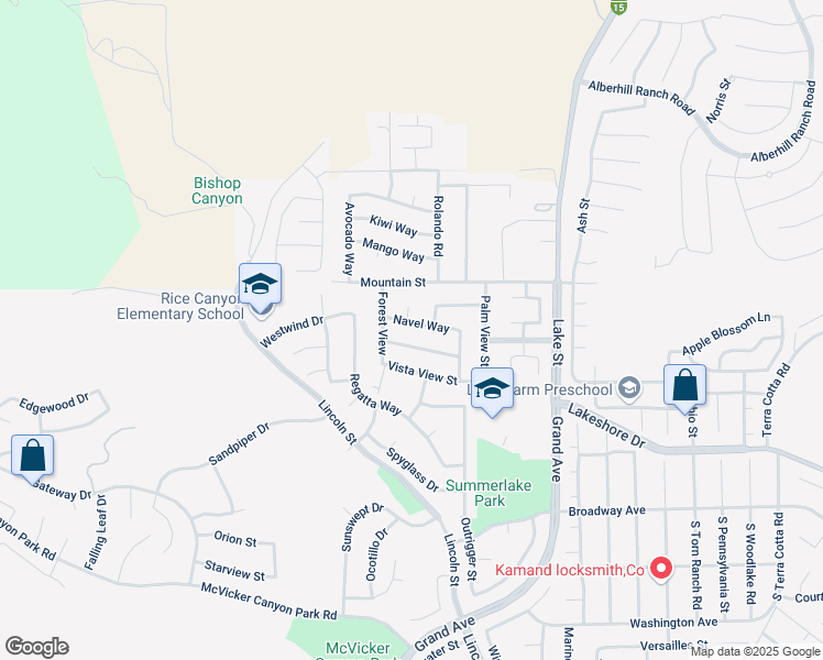 map of restaurants, bars, coffee shops, grocery stores, and more near 15026 Navel Way in Lake Elsinore