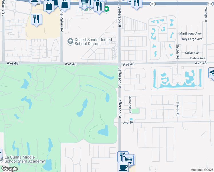 map of restaurants, bars, coffee shops, grocery stores, and more near 79915 Rancho La Quinta Drive in La Quinta