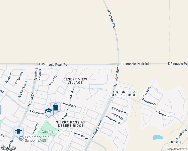 map of restaurants, bars, coffee shops, grocery stores, and more near 4527 East Navigator Lane in Phoenix