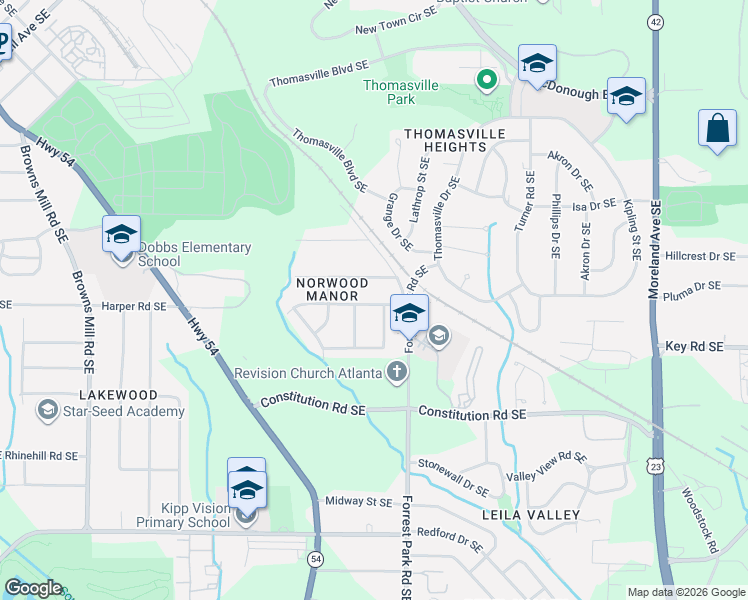 map of restaurants, bars, coffee shops, grocery stores, and more near 857 Lee Andrews Avenue Southeast in Atlanta