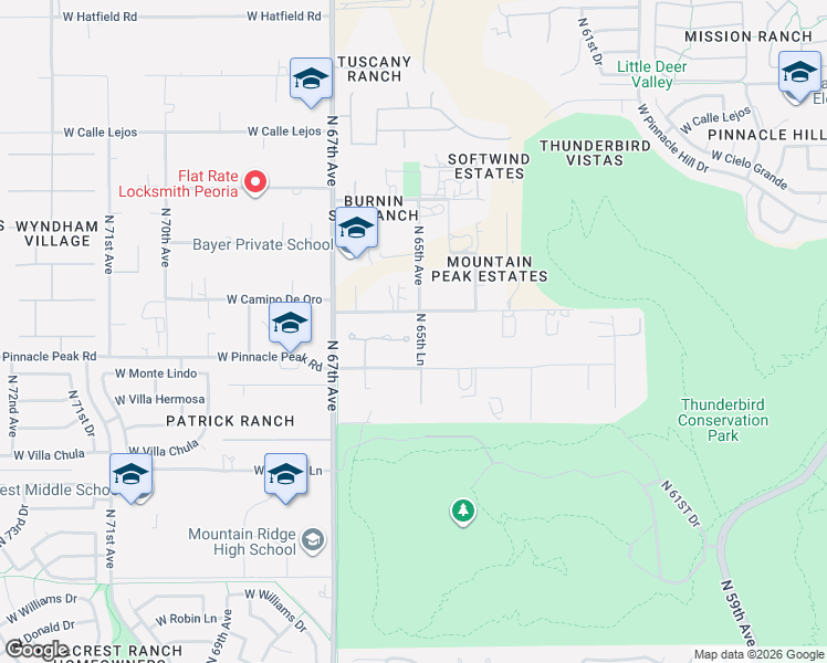 map of restaurants, bars, coffee shops, grocery stores, and more near 6588 West Vista Bonita Drive in Glendale