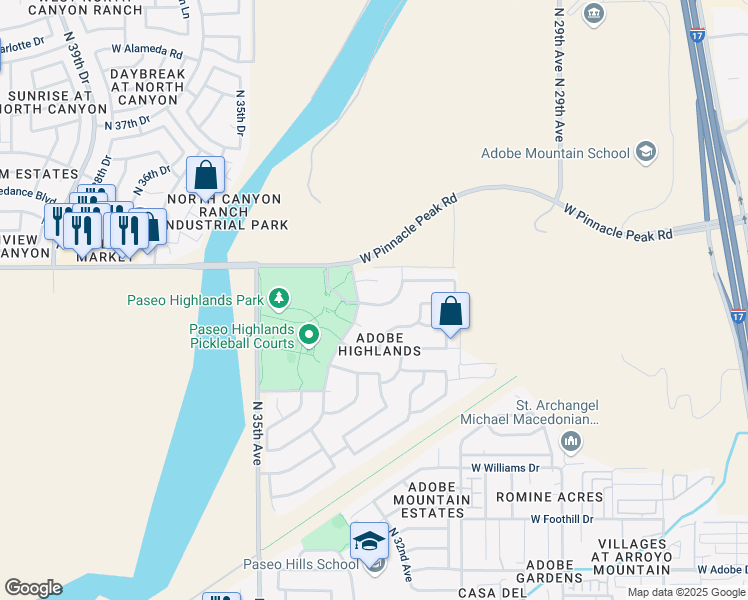 map of restaurants, bars, coffee shops, grocery stores, and more near 3244 West Vista Bonita Drive in Phoenix