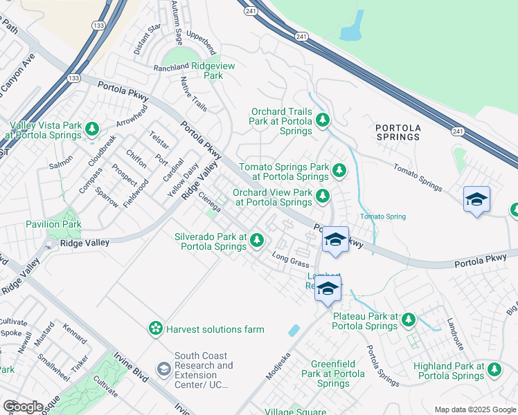 map of restaurants, bars, coffee shops, grocery stores, and more near 133 Silverado in Irvine